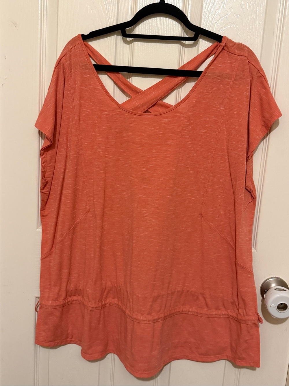 Livi Active Women's Casual Crisscross Back Top in Coral